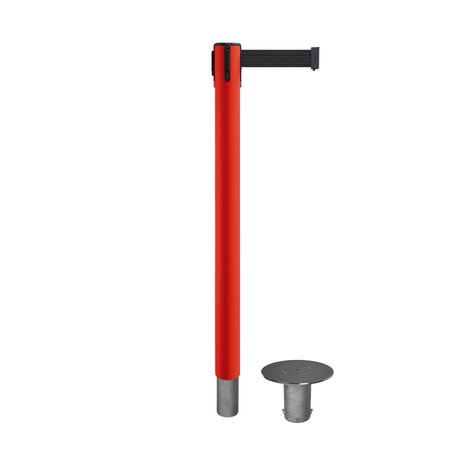 MONTOUR LINE Removable Safety Stanchion Belt Barrier Red Post 14ft.Black Belt MSX650R-RD-BK-140